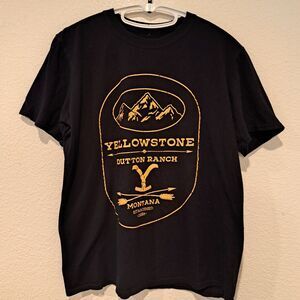 Yellowstone Dutton Ranch T-Shirt Tee Mens Small Black Solid Short Sleeve